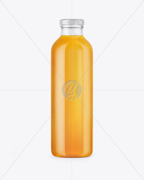 Clear Glass Bottle With Apple Juice Mockup