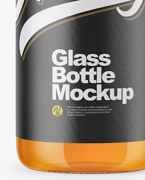 Clear Glass Bottle With Apple Juice Mockup