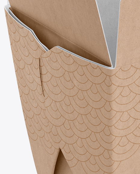 Opened Kraft Noodles Box Mockup - Half-Side View