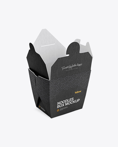 Opened Kraft Noodles Box Mockup - Half-Side View