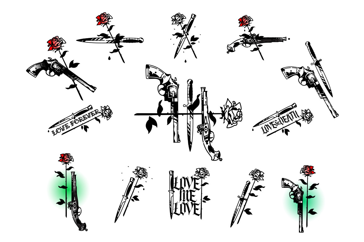 Mega set of 25 tattoos! Vector gothic letters! Mega set of 25 tattoos! Vector gothic letters!