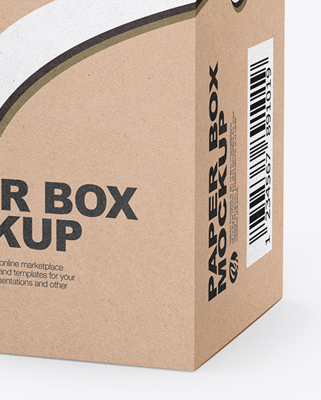 Kraft Box Mockup - Half Side View