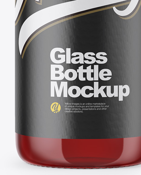 Clear Glass Bottle With Cherry Juice Mockup