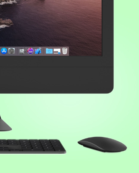 Clay IMac Pro Mockup with Keyboard and Mouse Mockup