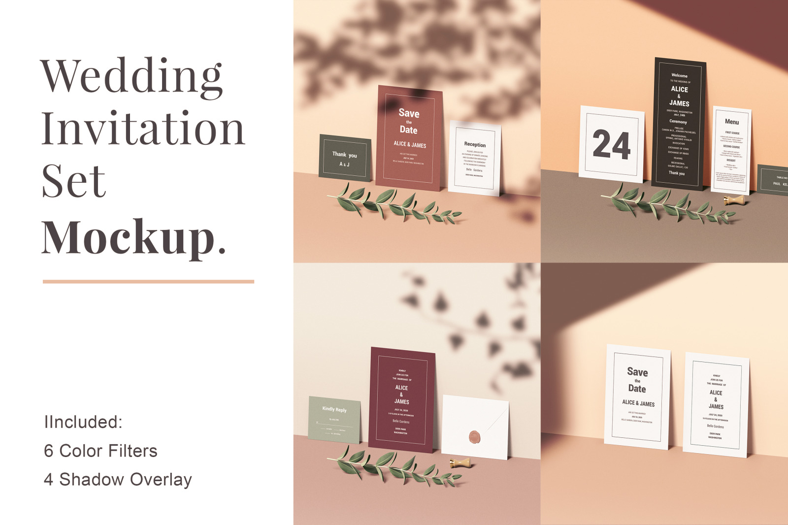 Wedding Invitation Set Mockup