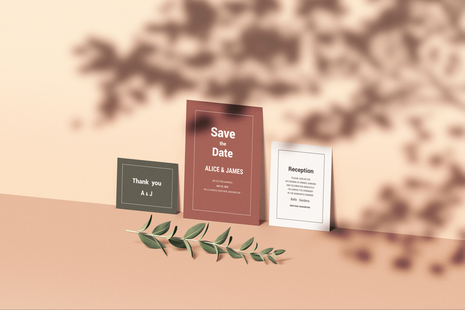 Wedding Invitation Set Mockup