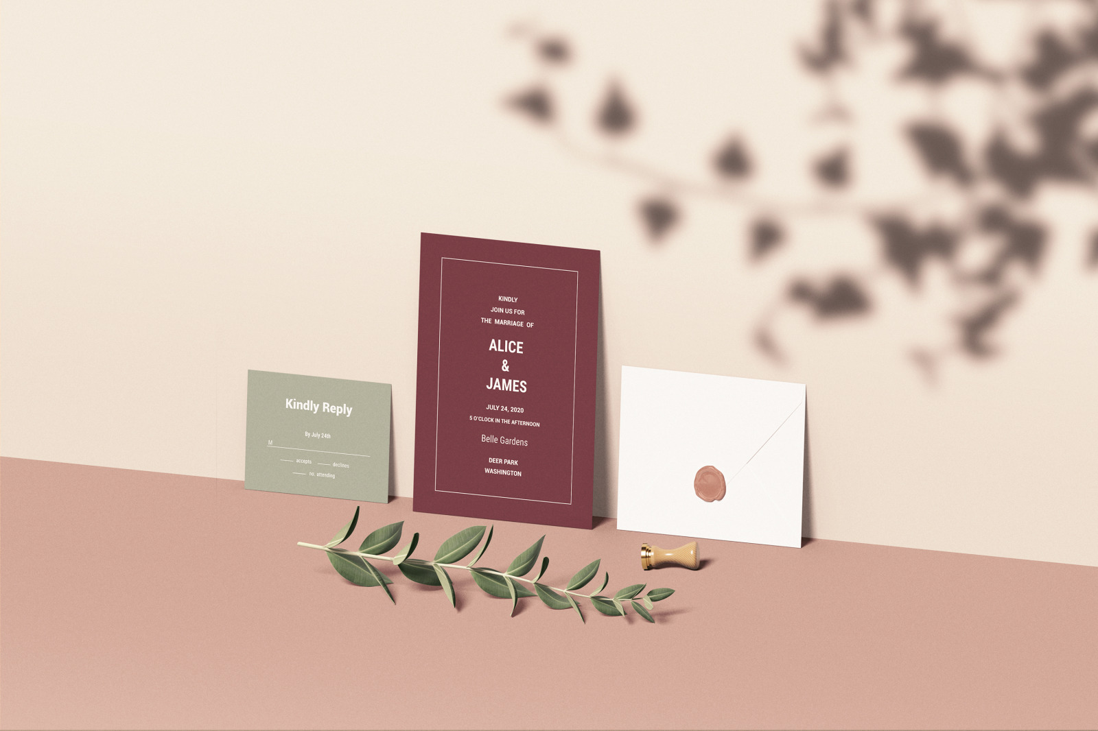 Wedding Invitation Set Mockup