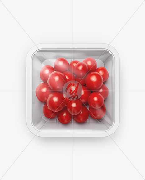 Plastic Tray With Cherry Tomatoes Mockup