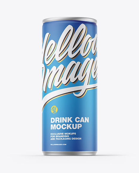 Metallic Drink Can w/ Matte Finish Mockup