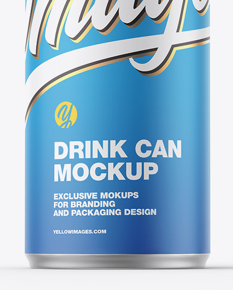 Metallic Drink Can w/ Matte Finish Mockup