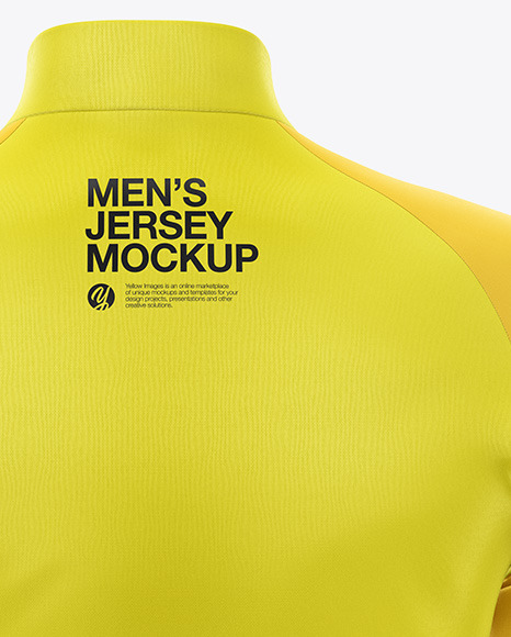 Men's Jersey With Long Sleeve Mockup - Back View