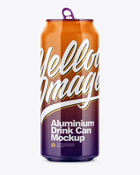 500ml Glossy Aluminium Drink Can Mockup