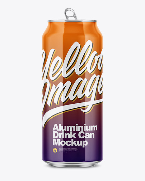 500ml Glossy Aluminium Drink Can Mockup