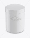 Glossy Plastic Jar with Matte Label Mockup (High-Angle Shot)