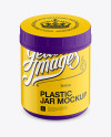 Matte Plastic Jar with Glossy Label Mockup (High-Angle Shot)