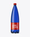1L Blue PET Water Bottle Mockup - Front View