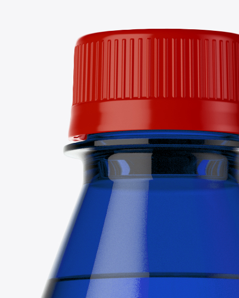 1L Blue PET Water Bottle Mockup - Front View