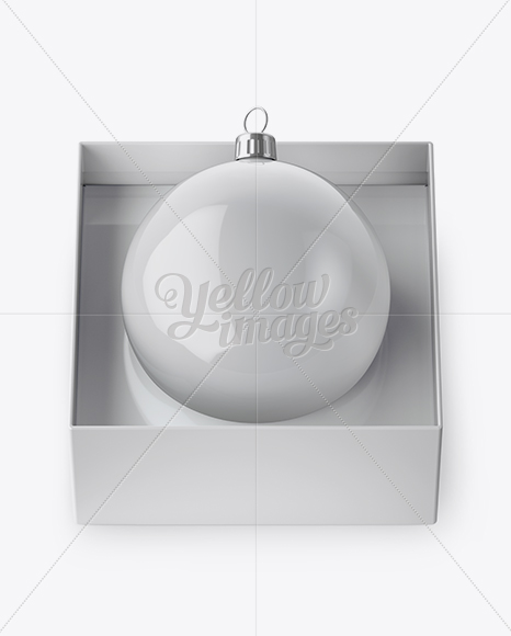 Glossy Christmas Ball in Paper Box Mockup (High-Angle Shot)