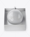 Glossy Christmas Ball in Paper Box Mockup (High-Angle Shot)