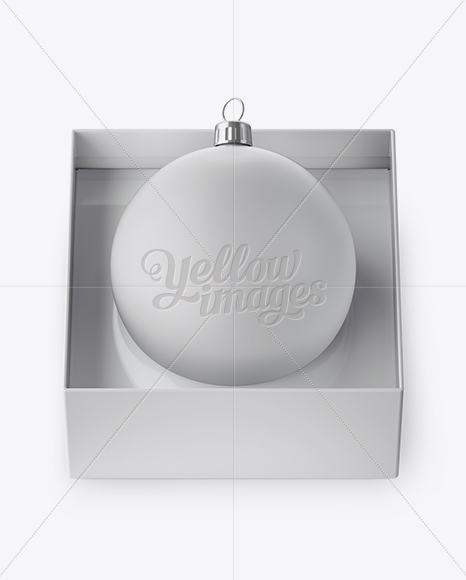 Matte Christmas Ball in Paper Box Mockup (High-Angle Shot)