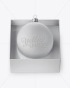 Matte Christmas Ball in Paper Box Mockup (High-Angle Shot)