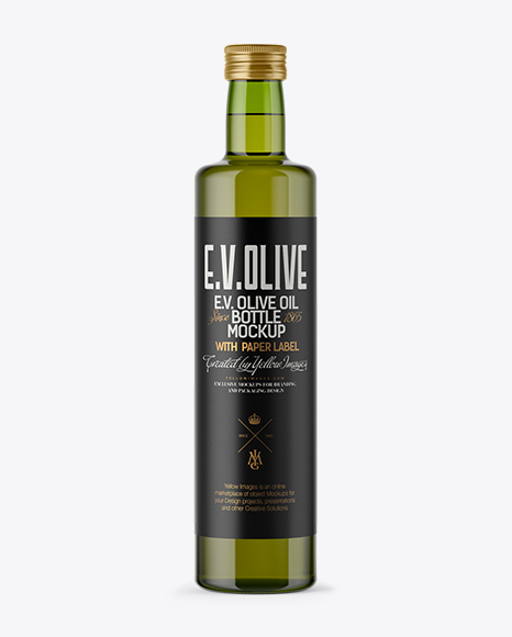 750ml Green Glass Olive Oil Bottle Mockup