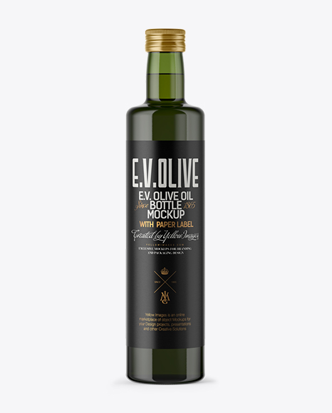 750ml Green Glass Olive Oil Bottle Mockup