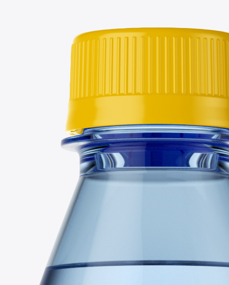 1L Blue PET Water Bottle Mockup - Front View