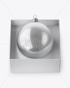 Metallic Christmas Ball in Paper Box Mockup (High-Angle Shot)