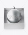 Matte Metallic Christmas Ball in Paper Box Mockup (High-Angle Shot)