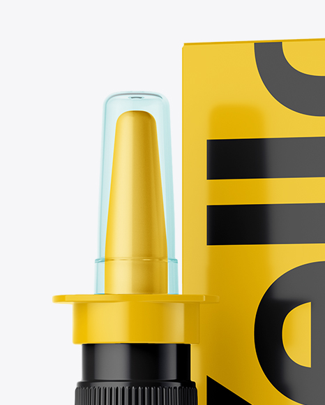 Nasal Spray Bottle &amp; Paper Box Mockup