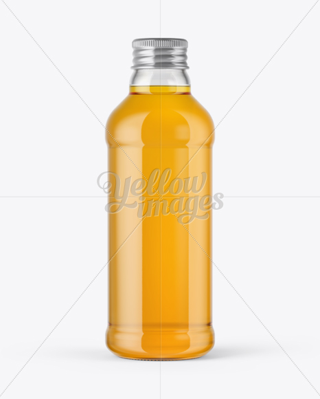 Glass Bottle with Orange Soft Drink Mockup