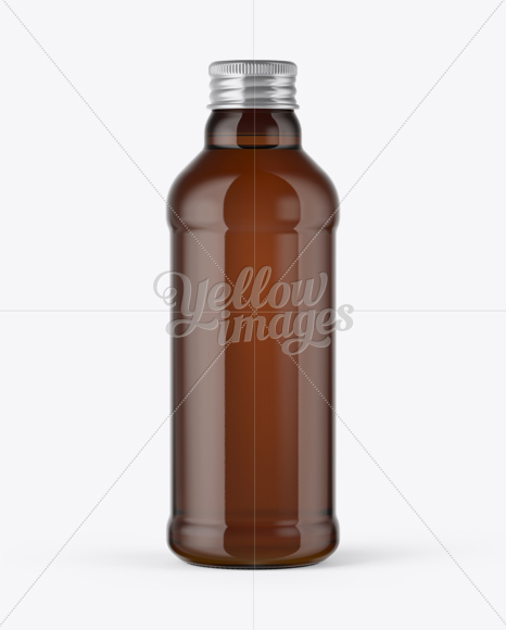 Amber Glass Bottle w/ Metal Cap Mockup