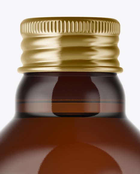 Amber Glass Bottle w/ Metal Cap Mockup