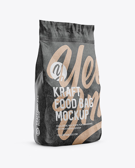 Kraft Food Bag Mockup - Halfside View