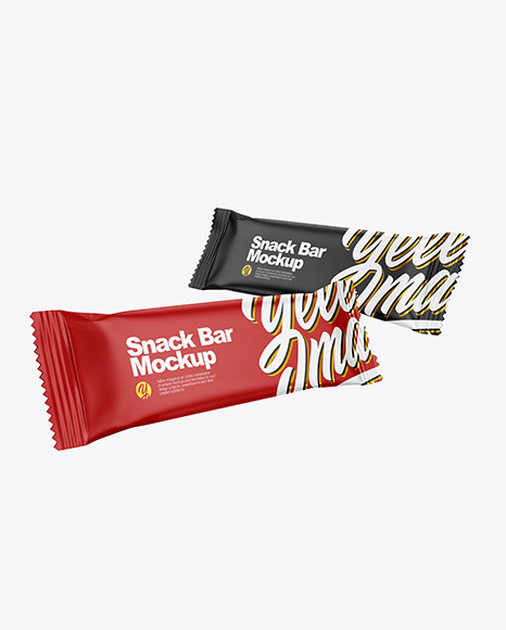 Two Matte Snack Bars Mockup