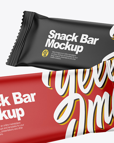 Two Matte Snack Bars Mockup