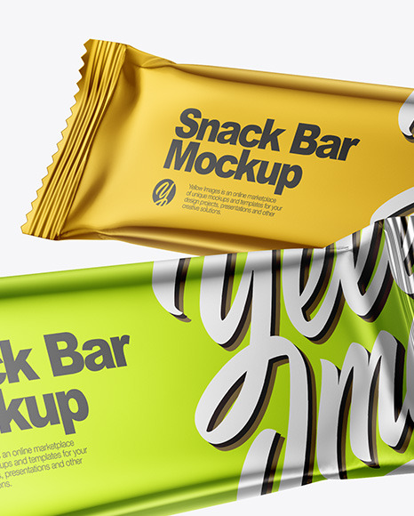 Two Metallic Snack Bars Mockup