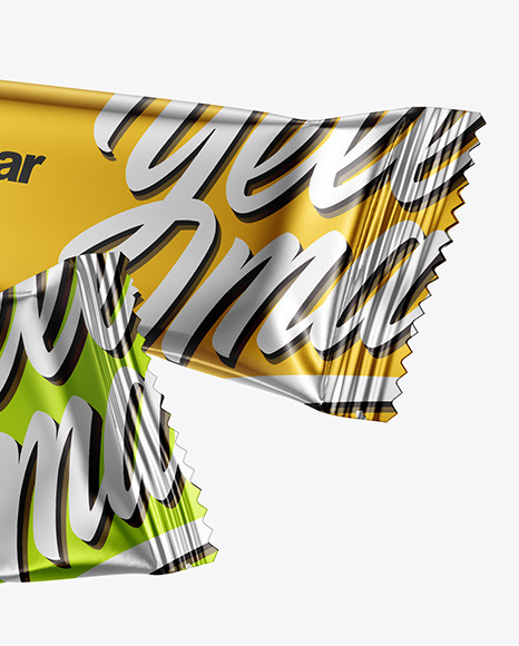 Two Metallic Snack Bars Mockup