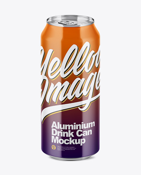 500ml Glossy Aluminium Drink Can Mockup