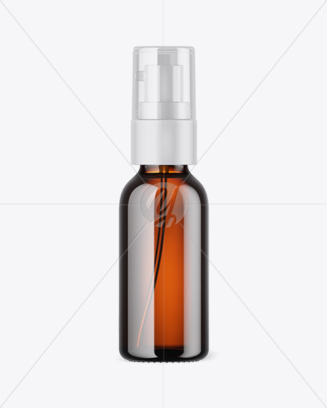 Amber Bottle with Pump Mockup