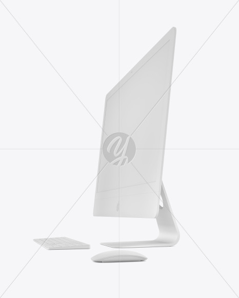 Clay IMac Pro with Keyboard and Mouse Mockup