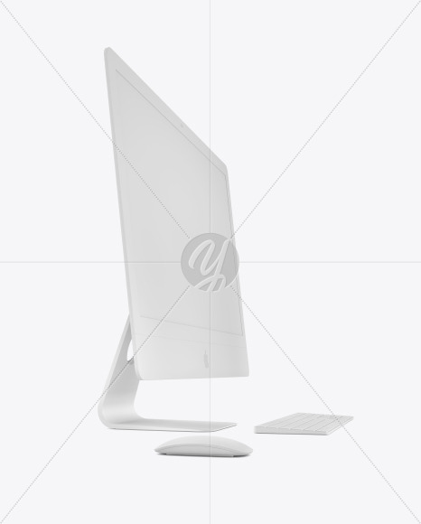 Clay IMac Pro with Keyboard and Mouse Mockup