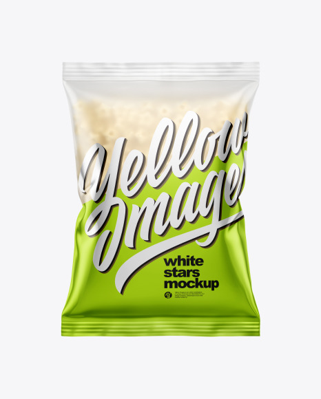 Frosted Bag With Corn Stars Cereal Mockup