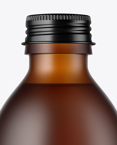 Frosted Amber Glass Bottle Mockup