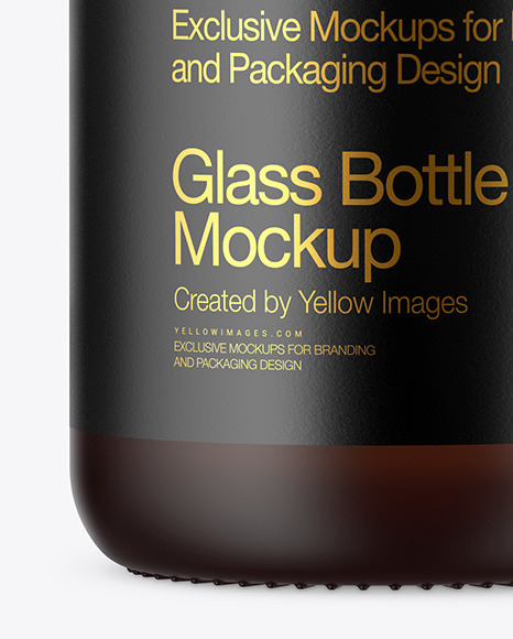 Frosted Amber Glass Bottle Mockup