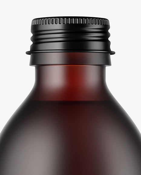 Frosted Dark Amber Glass Bottle Mockup