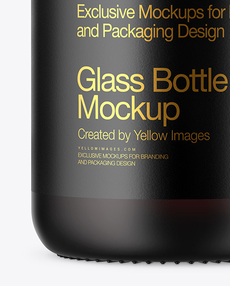 Frosted Dark Amber Glass Bottle Mockup