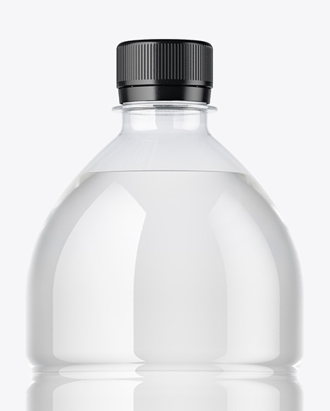 Clear PET Bottle with Water Mockup