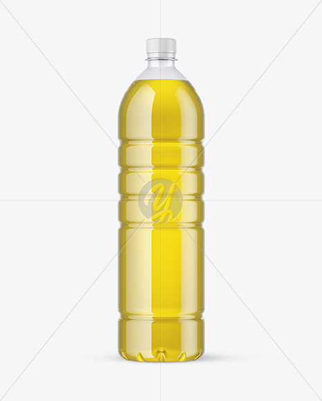 Clear Plastic Bottle with Oil Mockup